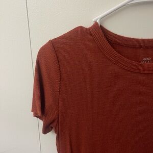 Aerie ribbed real soft short sleeve baby tee, small